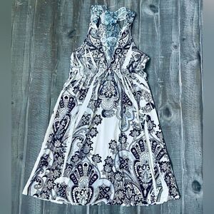 Crystal Embellished Black White Summer Cocktail Party Dress S